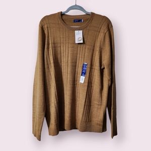 Apt. 9 Crew Neck Pullover Sweater Mustard Yellow Mens Size XL Merino Blend